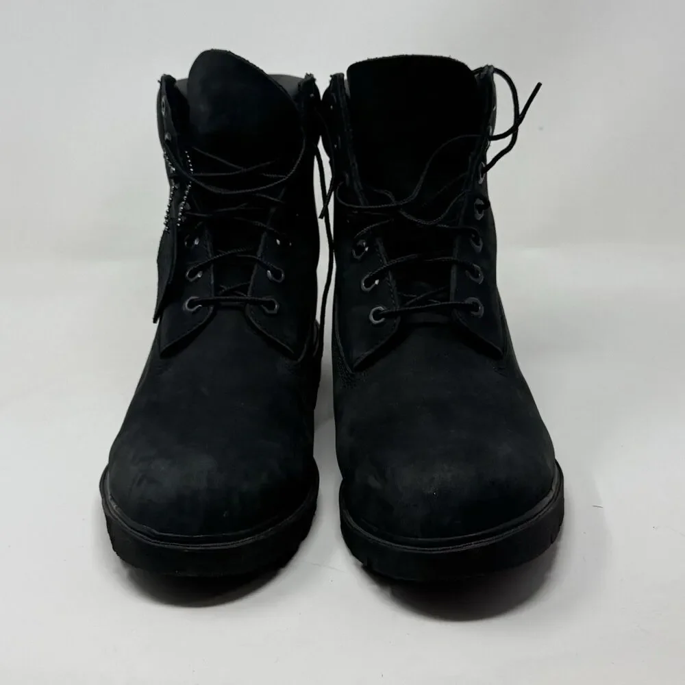Timberland Premium 6 Inch Waterproof Work Boots Mens 10.5 Black Nubuck Leather